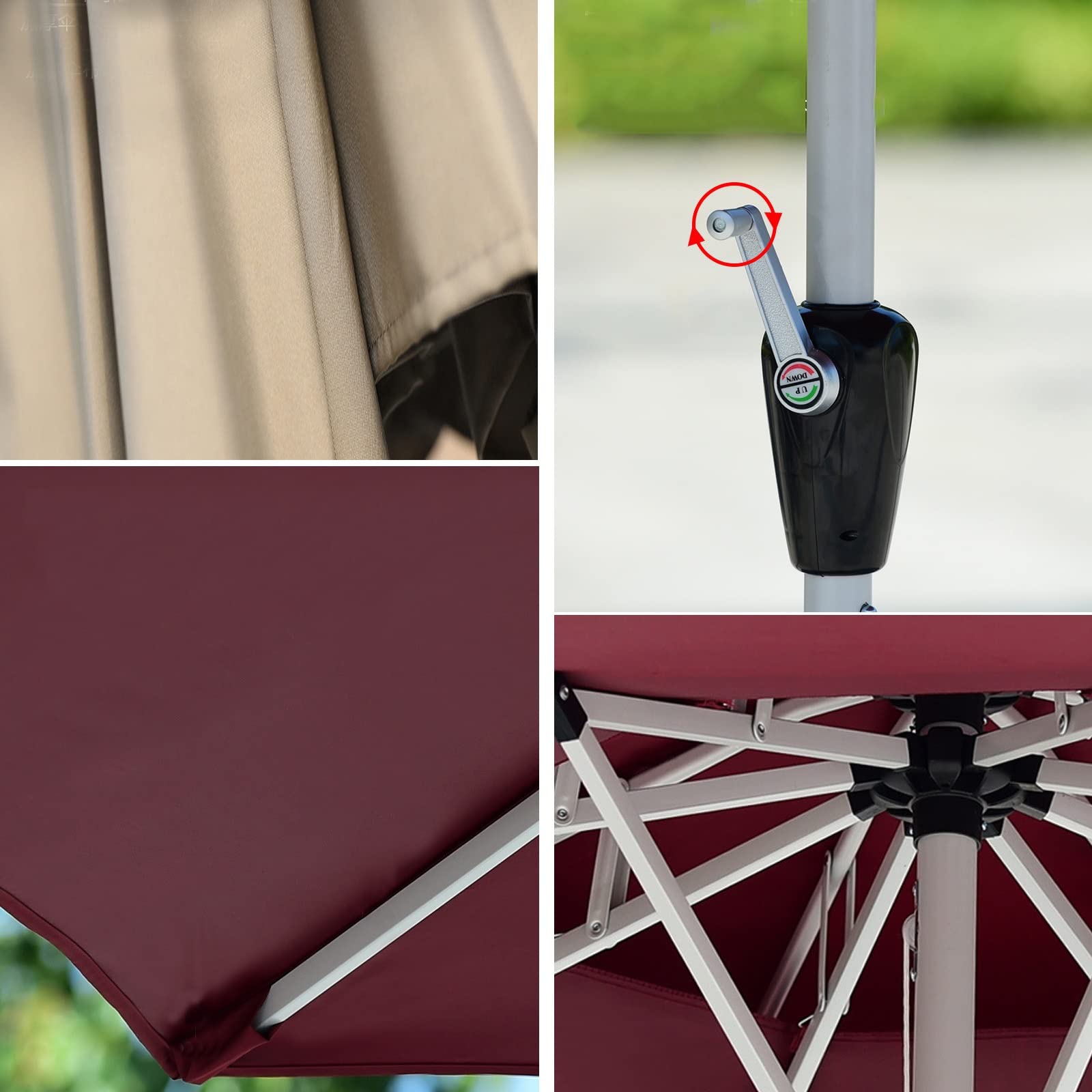 CLSDRZC Garden Parasol, Sun Waterproof, Rain Windproof parasol, ochrona przeciwsłoneczna, z pochyleniem i korbą, na balkon, stoliki jadalni, ogrody, S, decing, na zewnątrz
