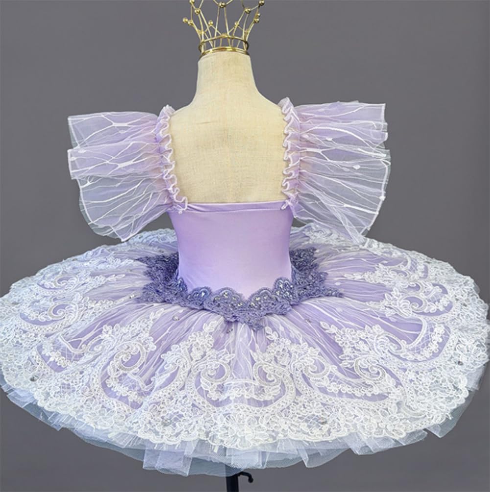 Vestido de Ballet tutú para niñas, Disfraz de Bailarina Ropa de Baile actuación Bordado competición Falda Ropa de Baile