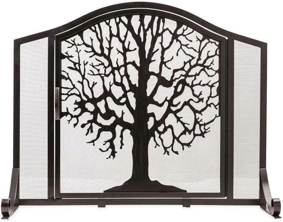 Fireplace Screen with Door, Metal Mesh Fire Screen Guard with High Density Mesh, Solid Wrought Iron Fireplace Fence for Outdoor Or Indoor Use