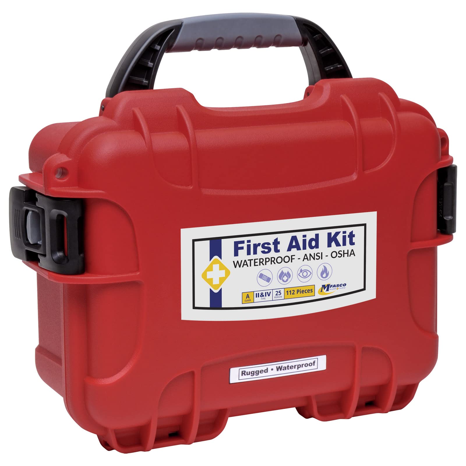 Worksite OSHA 2021Class A First Aid Kit - Rugged, Waterproof Case ANSI Type II & IV - Business, Office, Work, Construction - OSHA/ANSI Z308.1-2021 Compliant