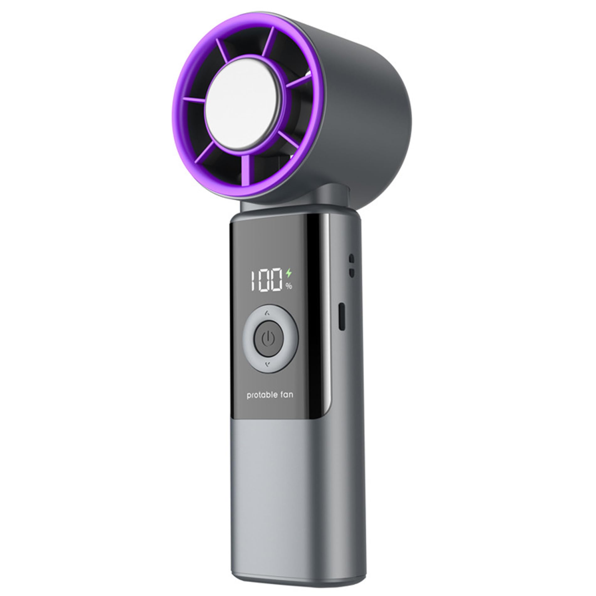 Xoeryoy Portable Handheld Fan, 3-in-1 Handheld Fan Rechargeable for Neck, Desk, or Hand Use, Mini Personal Fans with Smart Display, Turbo Fast Airflow, Grey