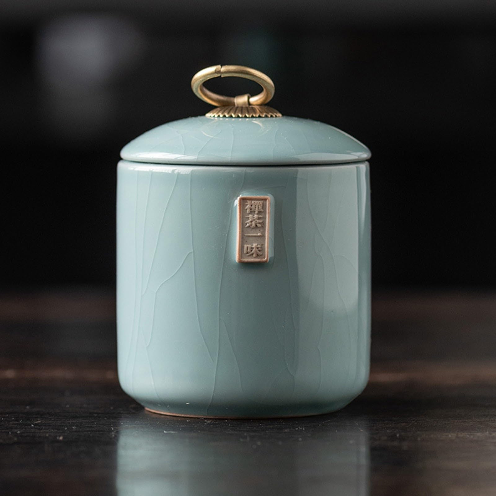 XYUERU Tea Storage Containers Airtight Tea Caddy Tins, Ceramics Canister Sealed Porcelain Storage Jar for Seed/Coffee and More(Blue)