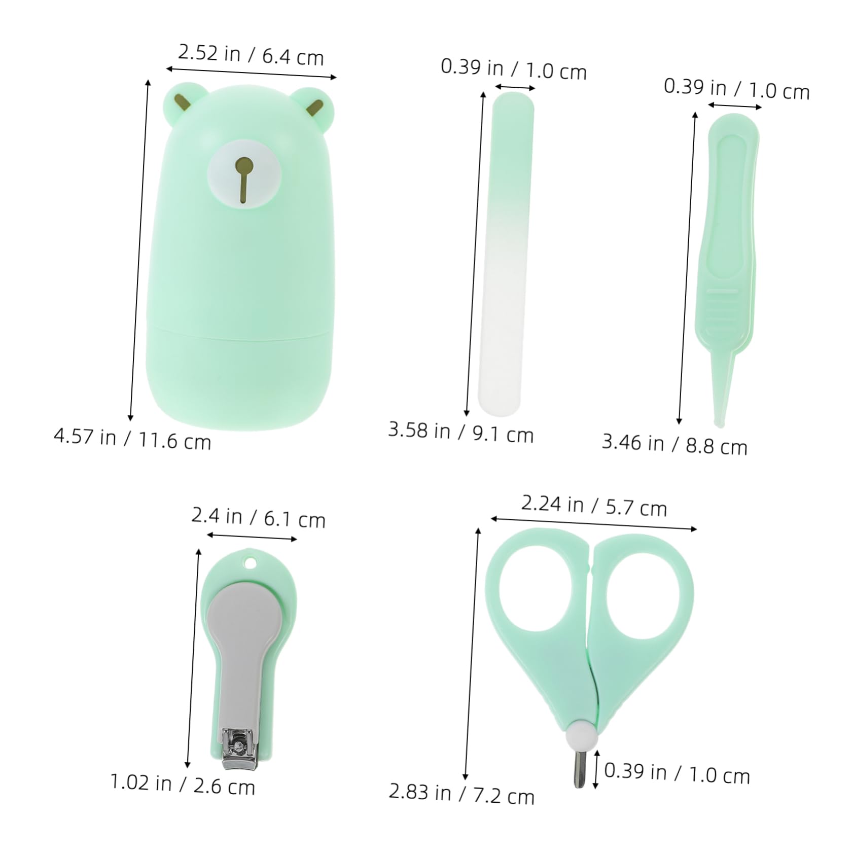 DECHOUS 1 Set Nail Clipper Set Nail Clippers Nail Kit Manicure Kit Grooming Kit Essentials for Newborn Boys Newborn Nail Kit Green Stainless Steel