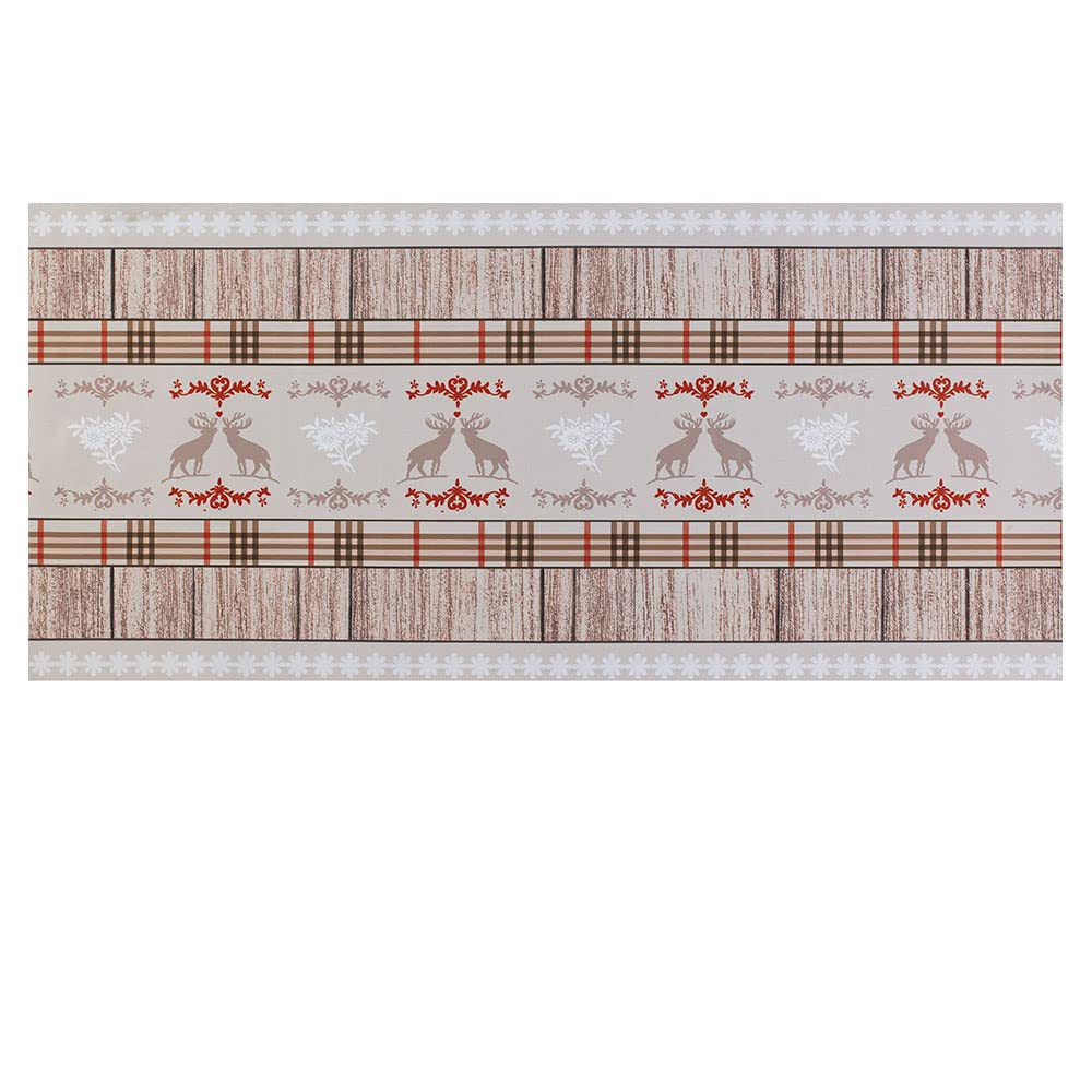 JOKE TIROL - Tapis de cuisine en PVC au mètre, tapis de cuisine en vinyle, antidérapant anti-taches, design tyrolien de Noël (50 x 240 cm, RENNE)