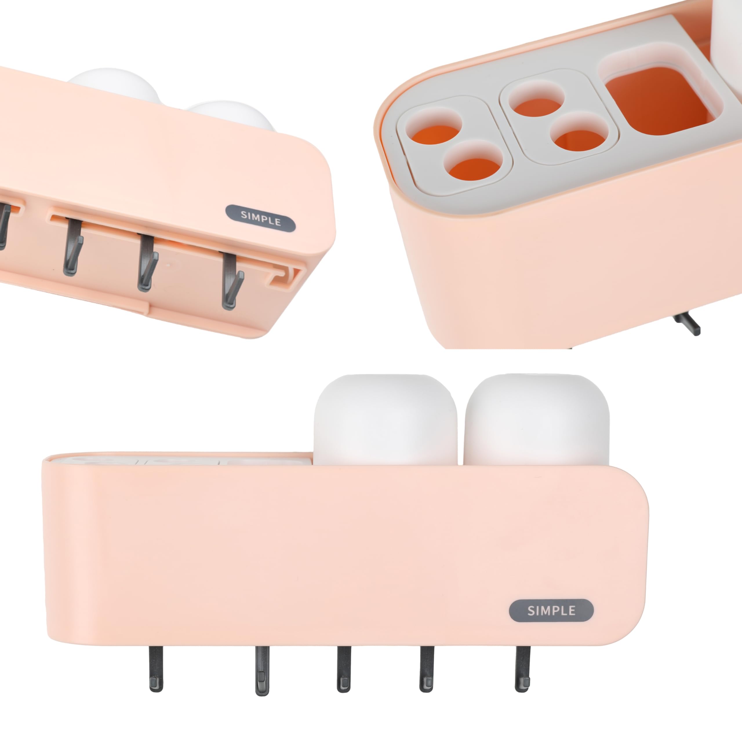 Porte-brosse à dents rose au design texturé en verre Whole Housewares