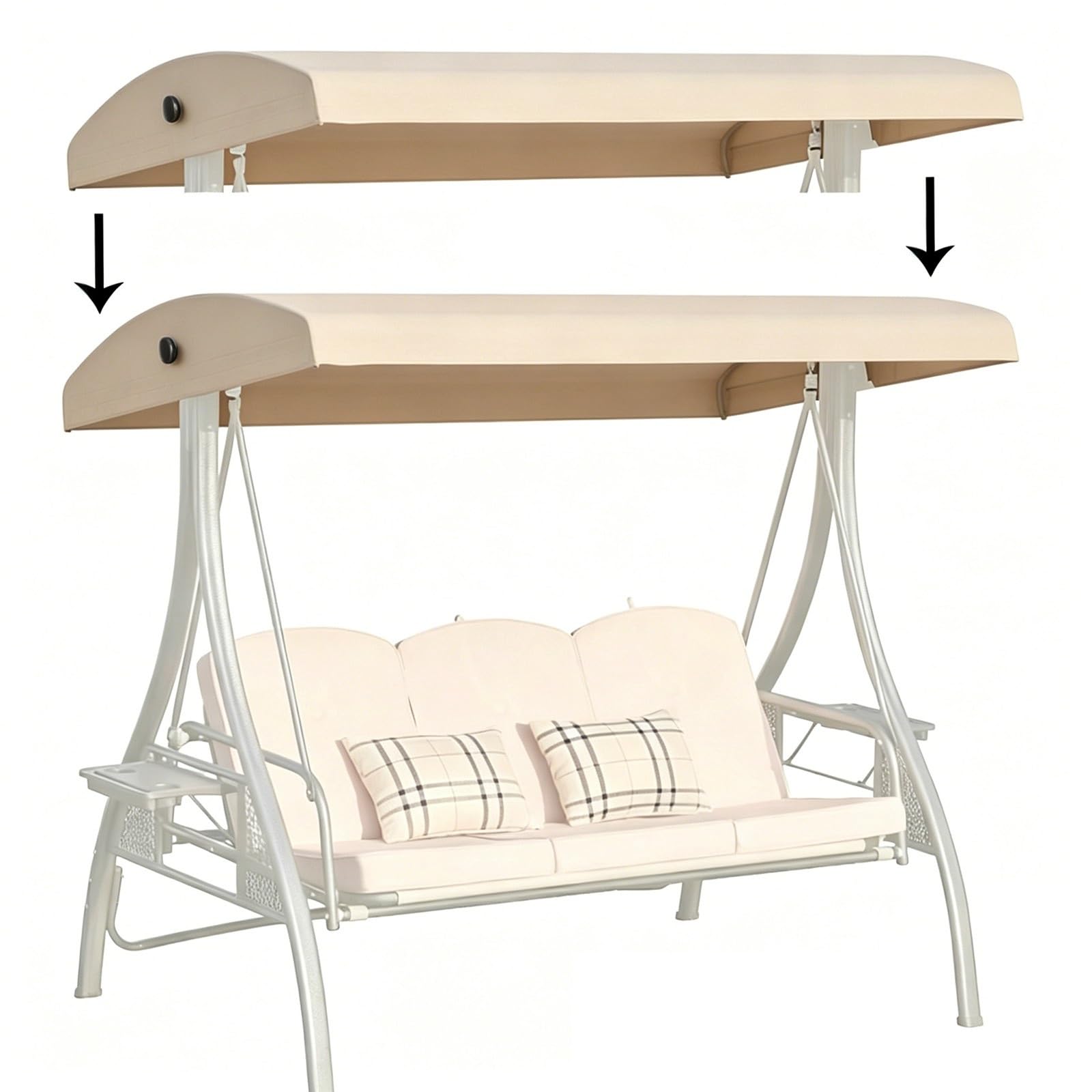 Copertura di ricambio per dondolo da esterno, copertura superiore di ricambio impermeabile, protezione dai raggi UV, copertura superiore per dondolo a 2/3 posti (marrone, 190,5 x 132 cm)