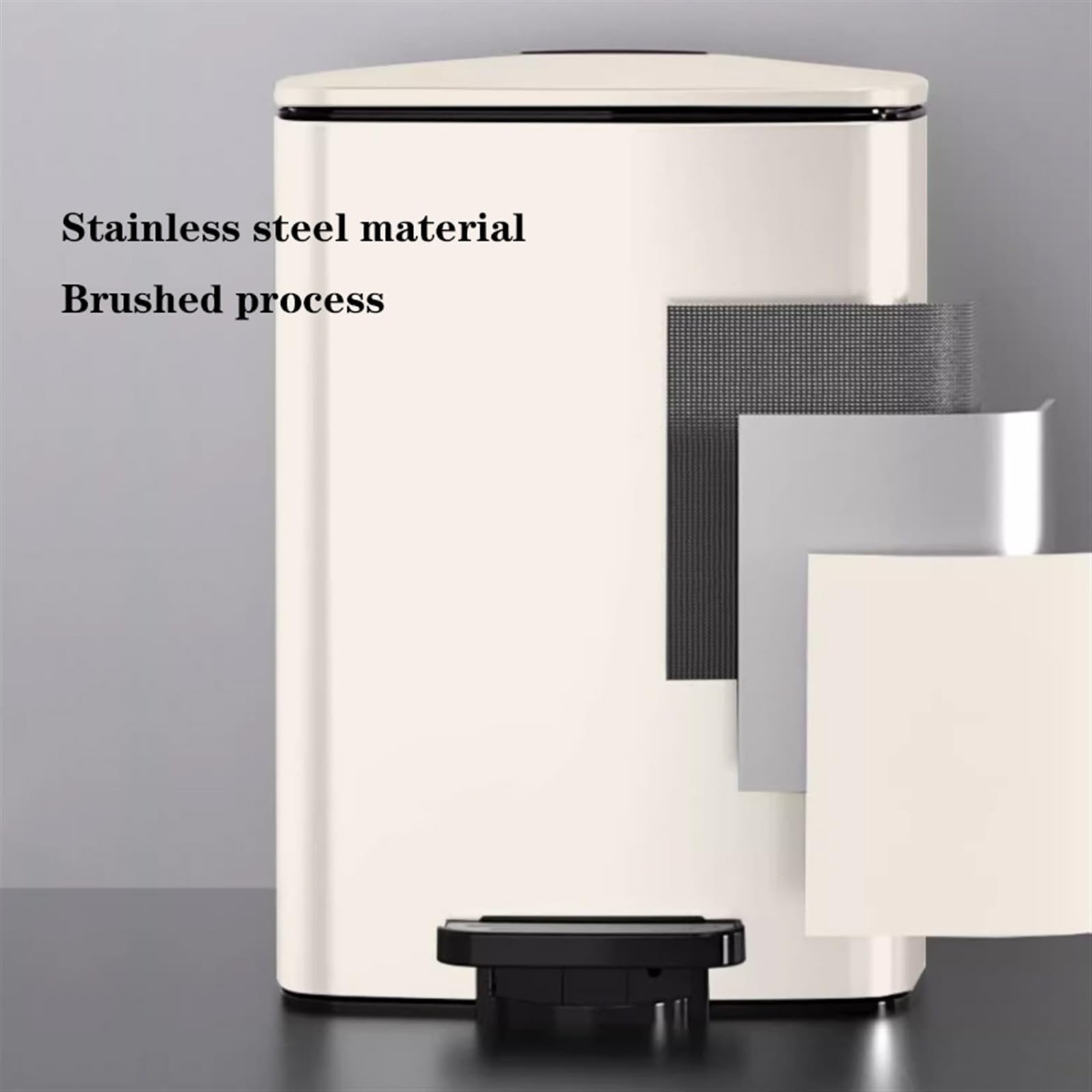 Papelera de Escritorio Bote de Basura de Acero Inoxidable Cepillado de 20/30 litros, Bote de Basura con Pedal Cuadrado con Tapa y Cubos Interiores, Bote de Basura con Escalón de Acero Manos Libres for