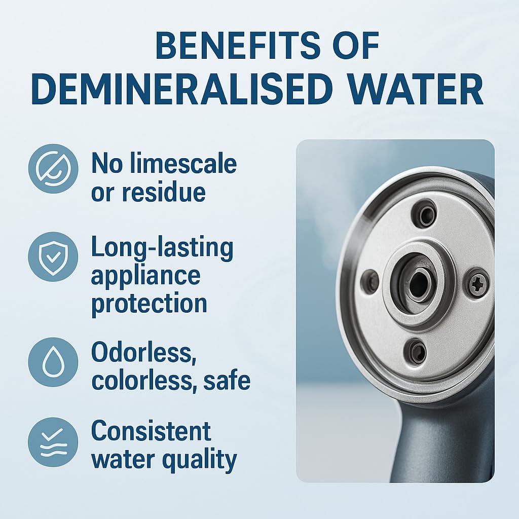 GiDeli Acqua demineralizzata, 3 x 10 l, acqua distillata per ferro da stiro, batterie, refrigeratore, umidificatore, acquario e laboratorio, acqua senza calcare, inodore, trasparente