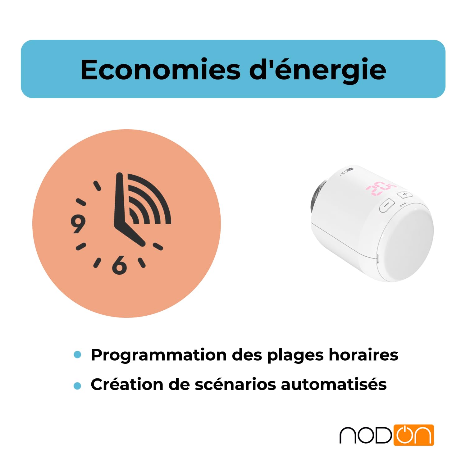 NodOn - Zigbee 3.0 - Tête de Vanne Thermostatique Radiateur | Gestion Chauffage Pièce par Pièce - Economies d’énergie et Installation Facile - Compatible Home Assistant, Homey, Jeedom etc