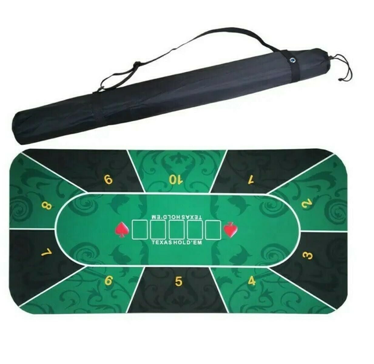 Pegasi Pokermatte Royal - Pokermatte 180x90 - Mit Tragetasche - Unterlage Pokertisch - Poker Tischauflage - Pokerteppisch - Pokertuch - Oval - Grün