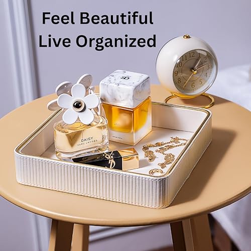 Miniatura 3 de Bandeja organizadora de mesita de noche para perfumes, bandeja pequeña para llaves para mesa de entrada, organizador de mesita de noche, decoración