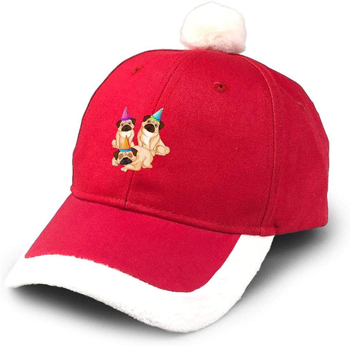 GGdjst Pug Pride Cute FUUNY Art Christmas Costume Headwear Dad Trucker Santa Hat Red Xmas Baseball Cap Adult Women Men Children Teen Boy Girls Party Decor Gift Decorations Ornament