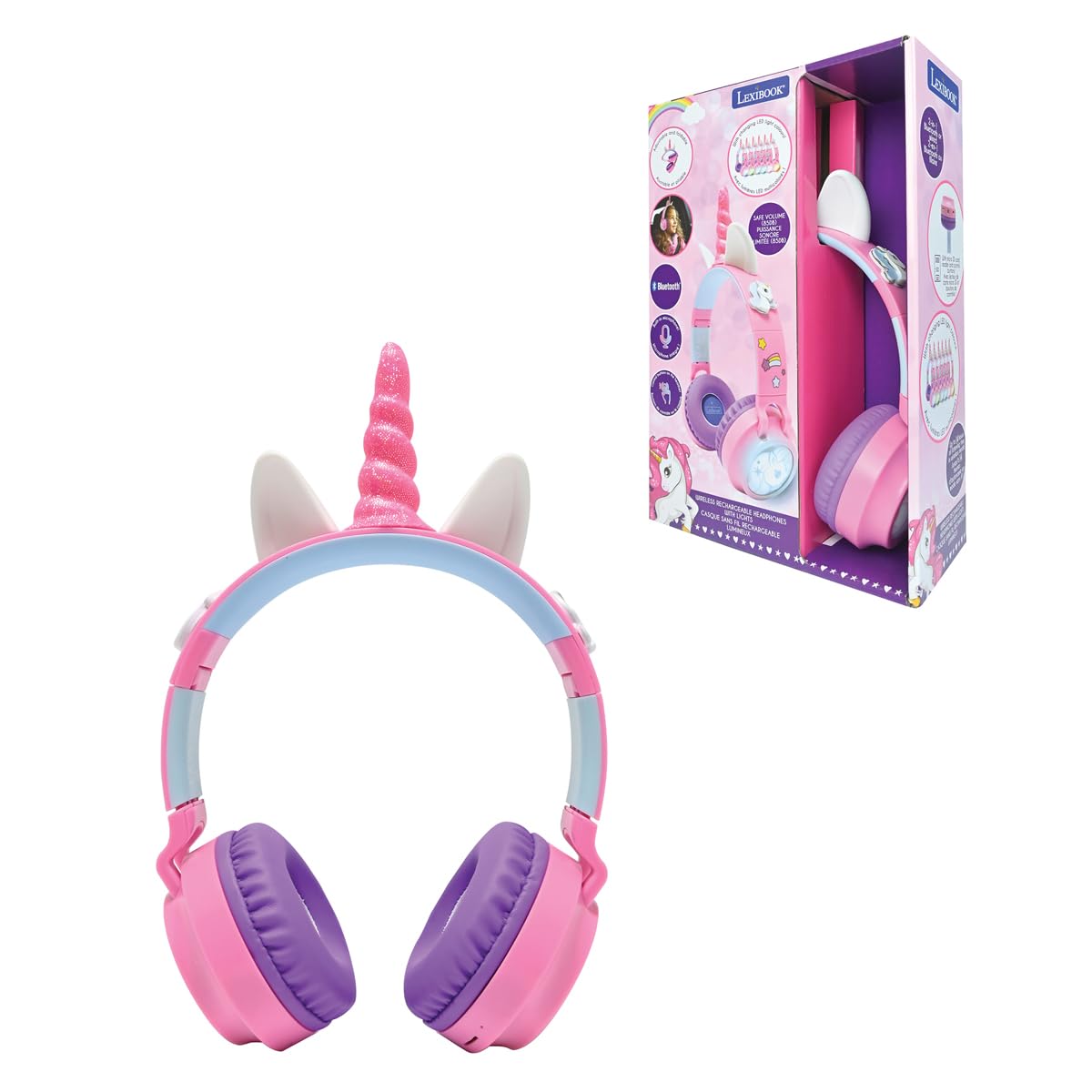 LEXIBOOK, Unicorn Bluetooth Headphones, HPBT015UNI