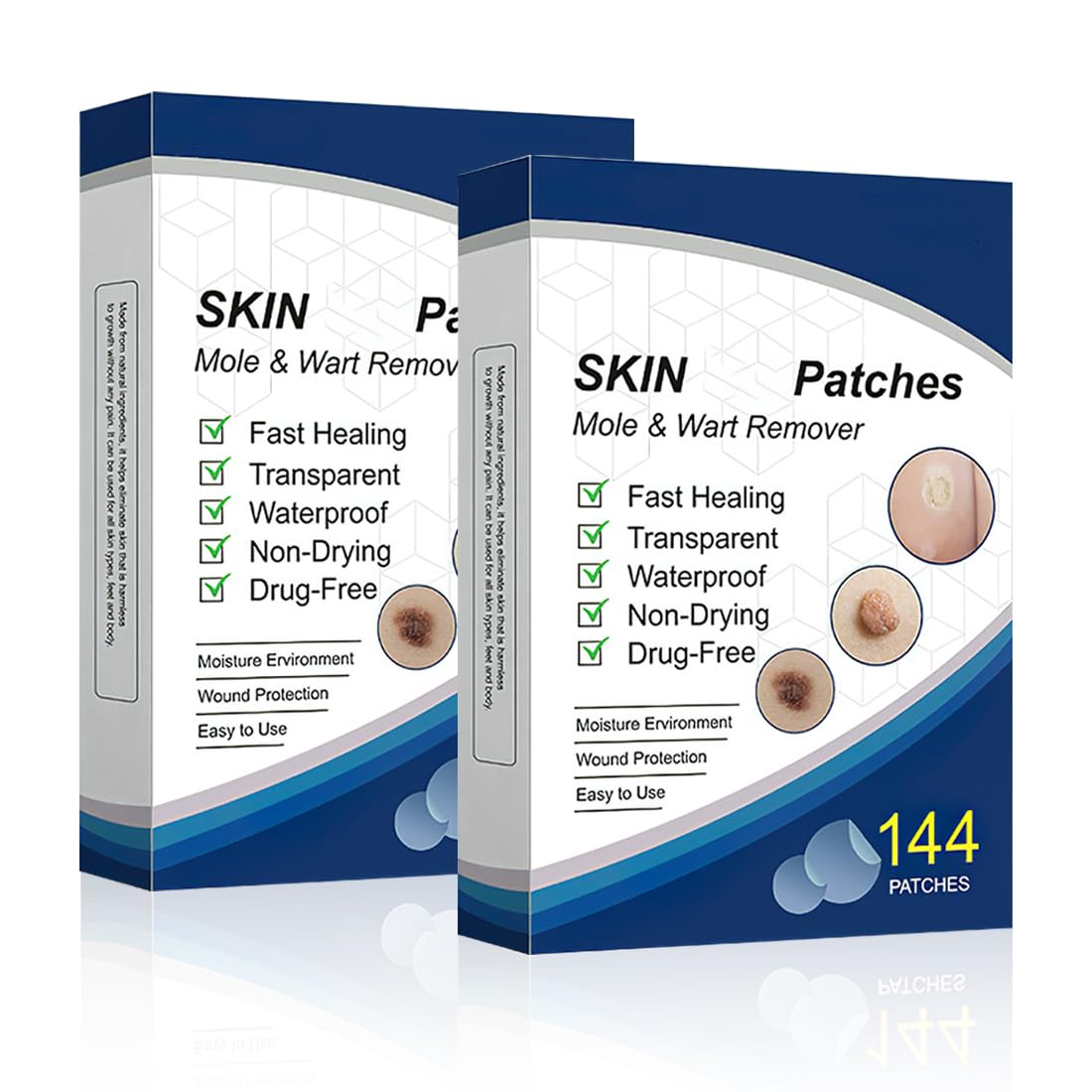 EIHI 288 parches para verrugas, parches para verrugas, fórmula suave, tratamiento efectivo, natural, parches para verrugas faciales y corporales, tratamiento indoloro y efectivo