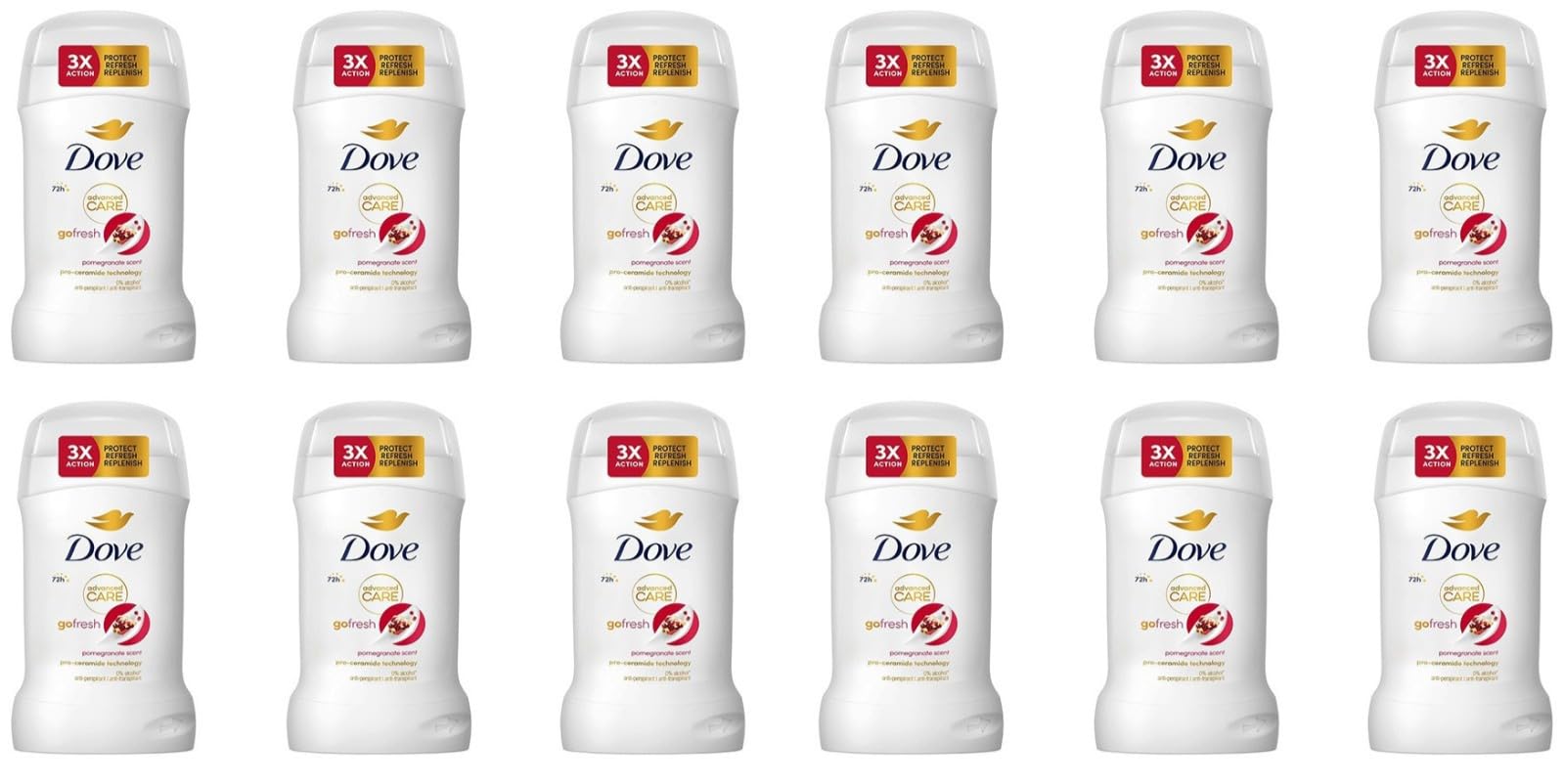12x Dove Advanced Care Anti Transpirant Deo Stick go fresh Granatapfelduft Deodorant mit 72 Stunden Schutz vor Achselnässe und Körpergeruch,ohne Alkohol 50 ml (12er Pack)