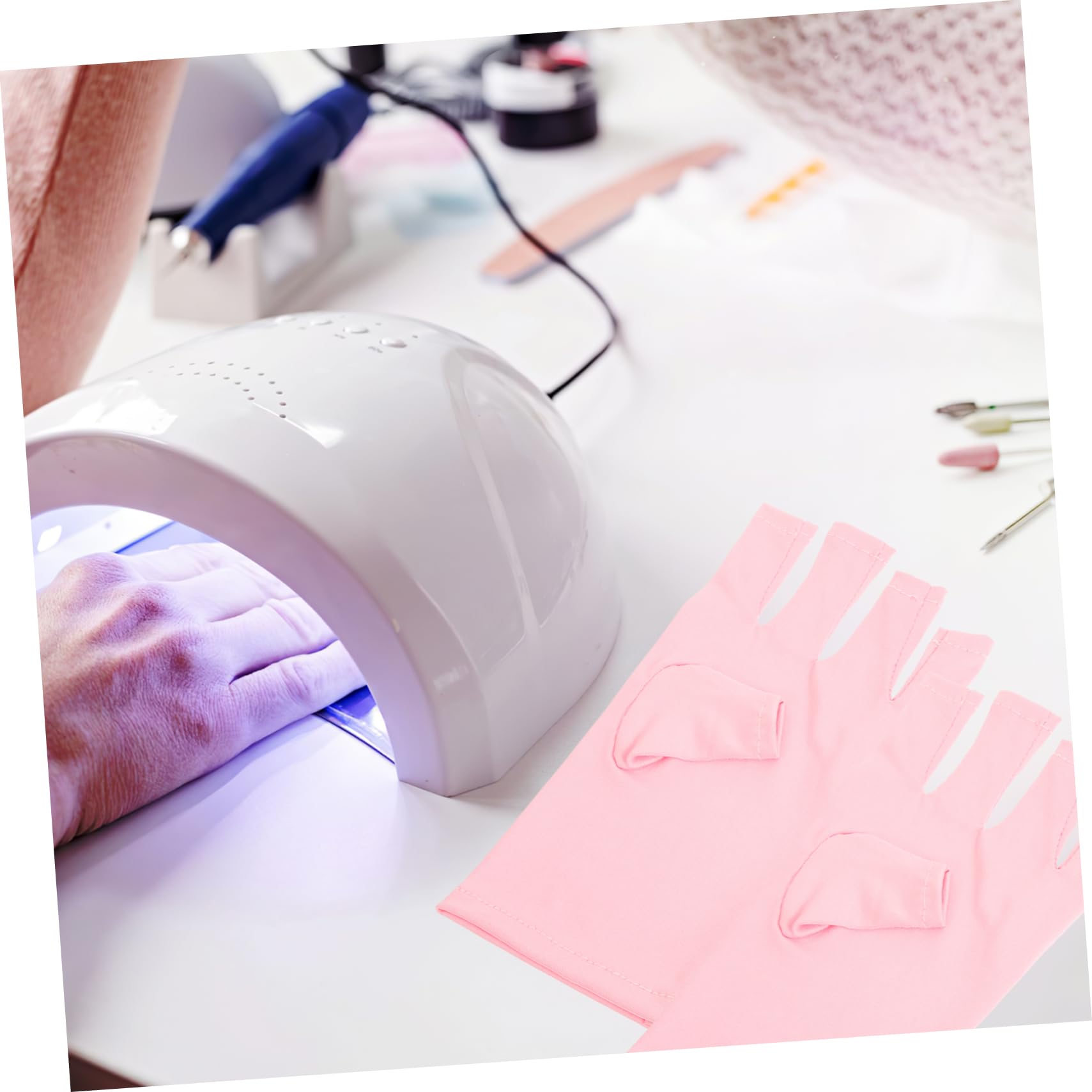 FOMIYES 8 Pares Guantes De Uñas Guantes De Algodón Para Manicura Sin Dedos Uv De Manicura Suministros De Uñas Rayos Ultravioleta Poliéster