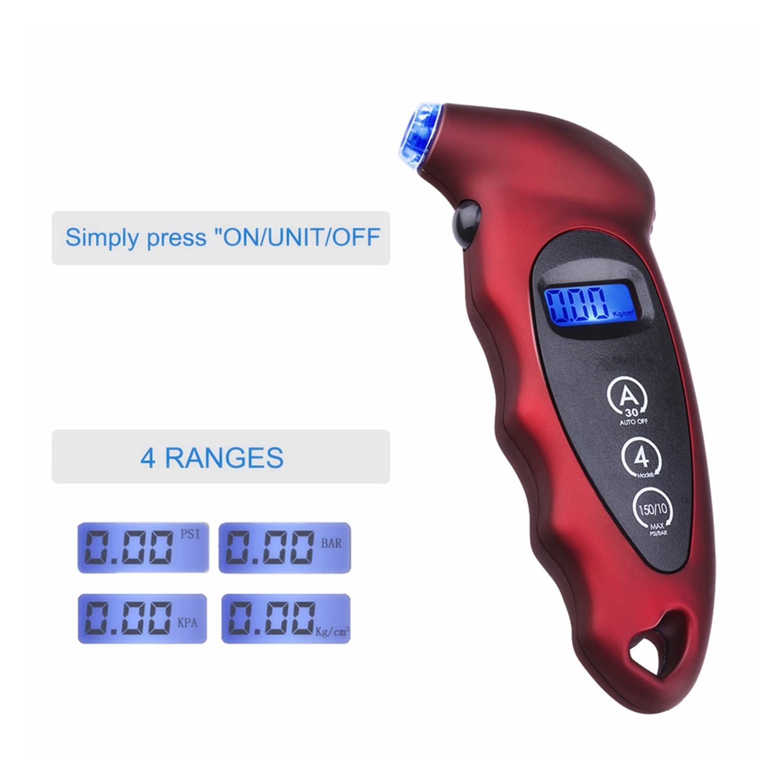 Indicatore di pressione dei pneumatici Retroilluminazione Monitoraggio digitale della pressione dei pneumatici ad alta precisione Misuratore di pressione dell'aria per pneumatici per auto Display LCD
