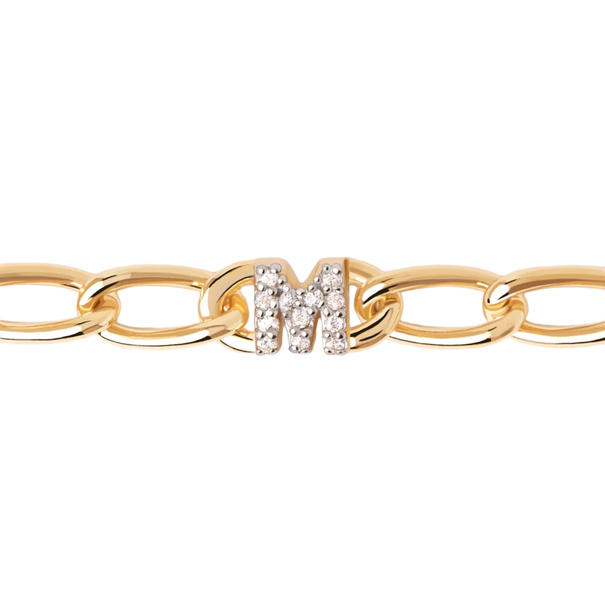 P D PAOLA Letter Bracelet Bracciale a maglie lettera oro (19, M)