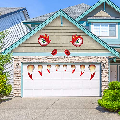 ORIENTAL CHERRY Halloween Decorations Outdoor - Waterproof Monster Face Stickers Decals Party Supplies for Window Door Car Decor