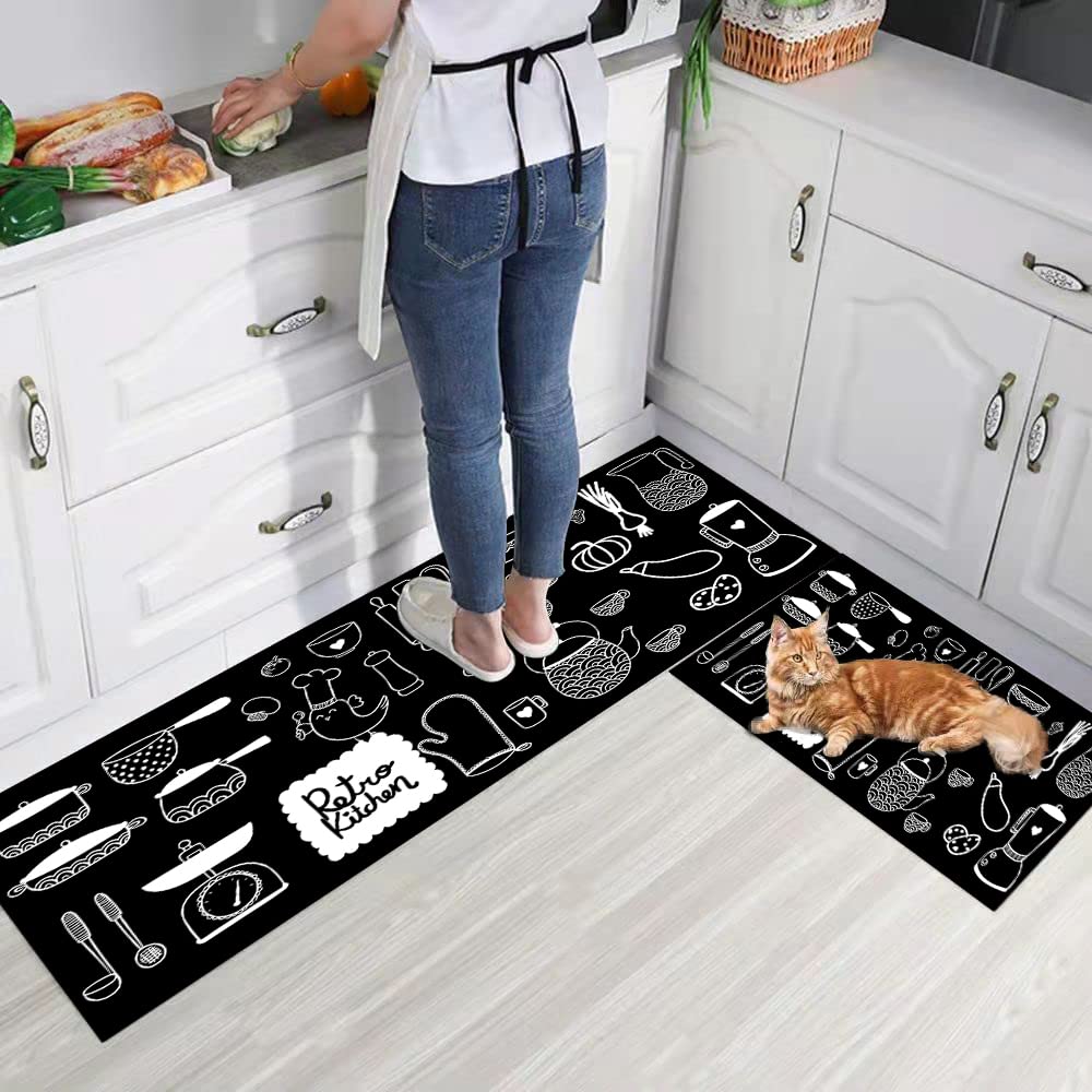 YumLock Washable Kitchen Rugs and Mats Set of 2 Piece 40x60 + 40x120cm, Japanese, HMK01001