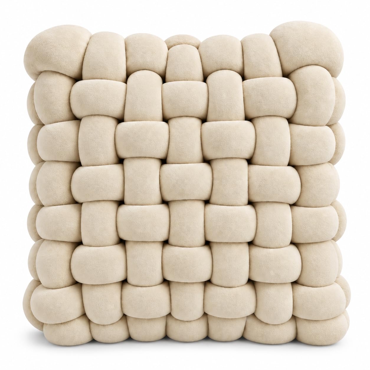 Knotted Cushion 30cm Chunky Woven Square Throw Pillow Home - Vanilla Cream