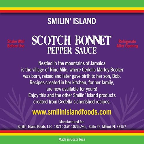 Miniatura 4 de Smilin Island Scotch Bonnet - Salsa de pimienta auténtica, salsa picante caribeña, salsa picante de pimienta picante, salsa de capó escocés llena de