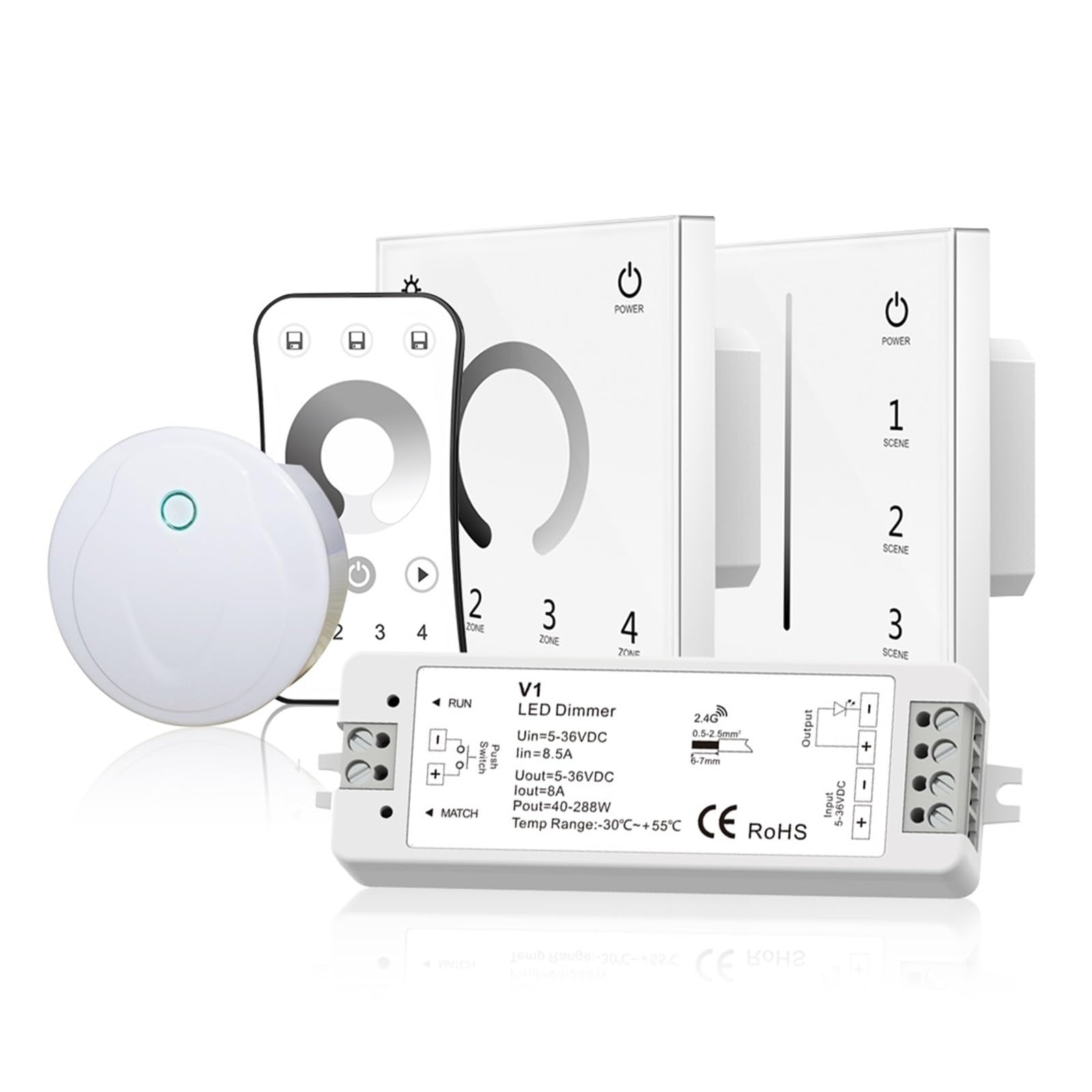Dimmer PWM LED 2.4G 4 zone/Telecomando DC12-24V Regolazione della luminosità della striscia luminosa LED(LSD-T11 Only)