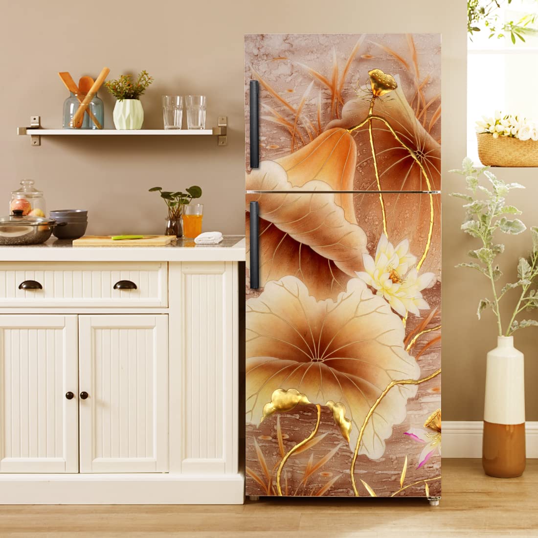 DecorGuruji Refrigerator Wallpaper Single Door Size (60x160) Cm 3D Fridge Sticker for Home Decoration | Self Adhesive Fridge Sticker Wallpaper for Fridge Doors, Fridge Wrap Wallpaper (PistilFlowers) (B0DB27BD9V) Amazon Price History, Amazon Price Tracker