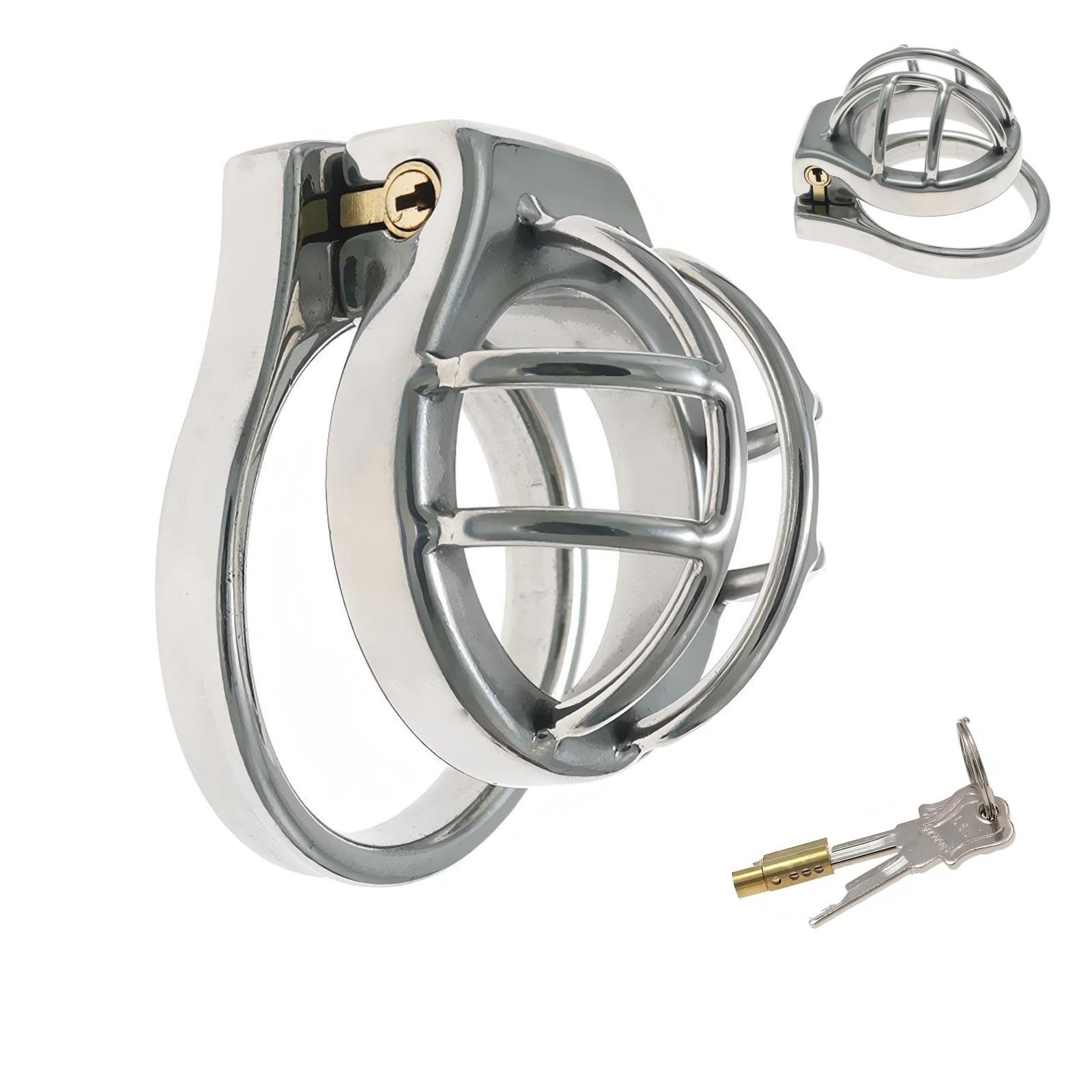 Chastity Cage en Acier Inoxydable Sex Toys Homme Cages de Chasteté Pénis avec Serrure et Ceinture Dissimulées Cage Chastetée en Métal Creuse et Respirante pour le Bondage du Pénis (A,45mm)