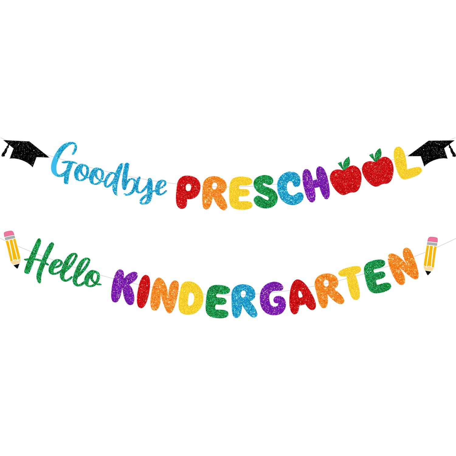 Preschool Graduation Decorations 2025, Goodbye Preschool Hello Kindergarten Banner, Pre-k Graduation Decorations, Last Day of Preschool Banner,