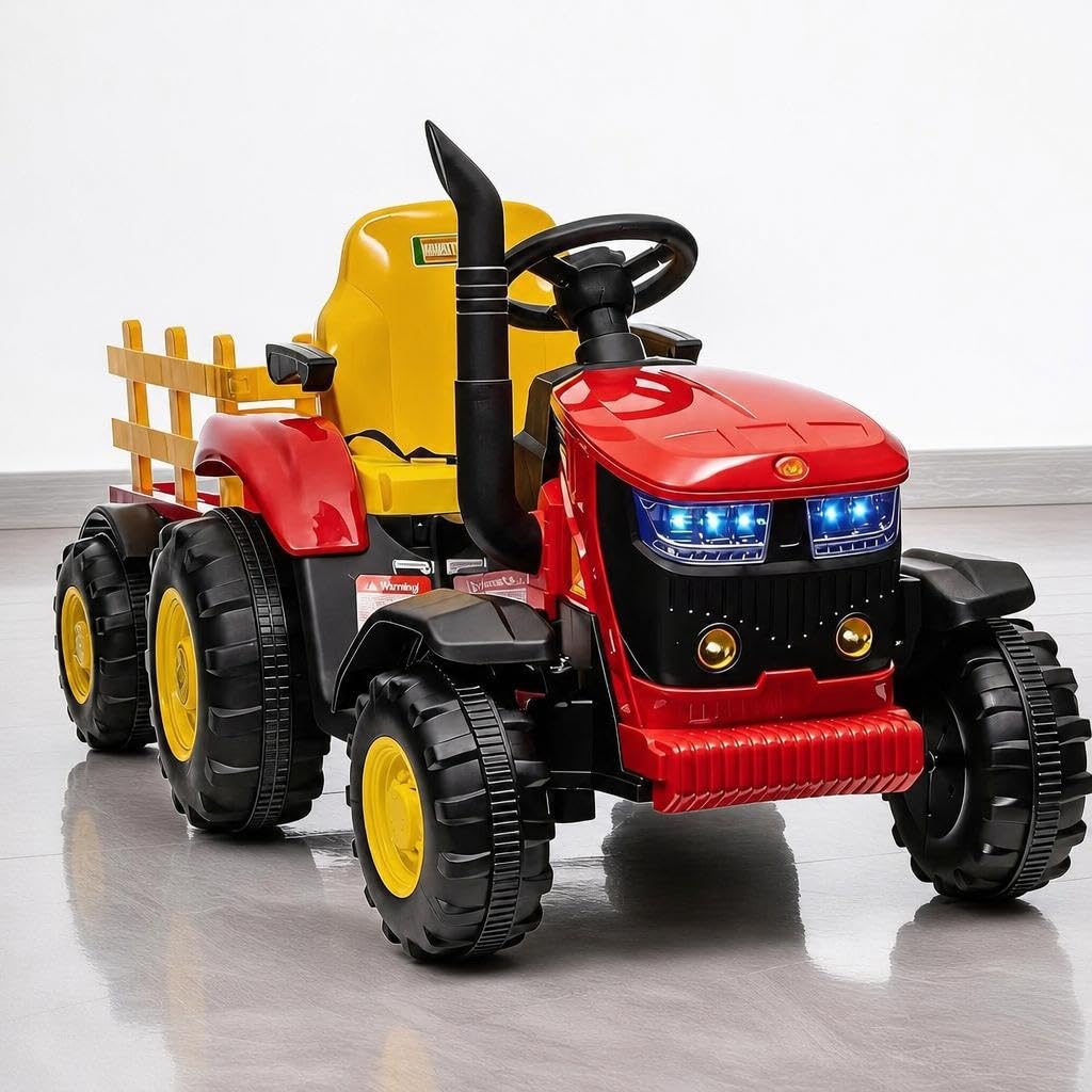 Electric Ride on Car for Kids 12V, Licensed Sports Ride-on Toy with Music, LED Lights, Remote Control, Rechargeable Battery, Open Door Design, Gift for Boys Girls Age 3-6, Red
