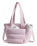 Lunch Bag Women Small Insulated Tote with Lunch Compartment Quilted Lightweight Puffy Tote Bag for Work&comma; Travel&comma; Outdoor&comma; Pink