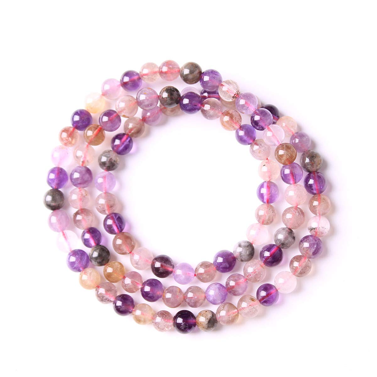 Genuine Natural Colorful Auralite 23 Quartz Crystal 3 Laps Round Beads Women Bracelet 6mm AAAAA