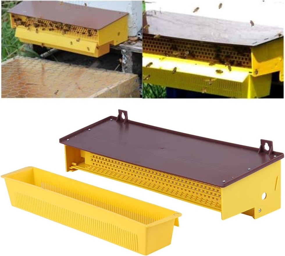 Pollen Traps for Bee Hives 10 Frame Trap Yellow Plastic with Ventilated Pollen Tray Collect Pollen Collector Supplies Tools Beekeeping Accessory Tool 39 × 14 × 1