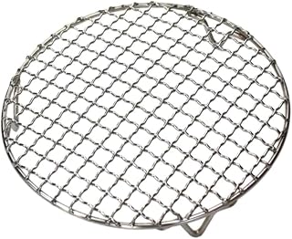 Round BBQ Grill Mesh, Stainless Steel Non Stick Reusable Fire Pit Grate Barbecue Mesh with Legs, Round Steaming Cooling Rack, Cooking Grill Tools Accessories