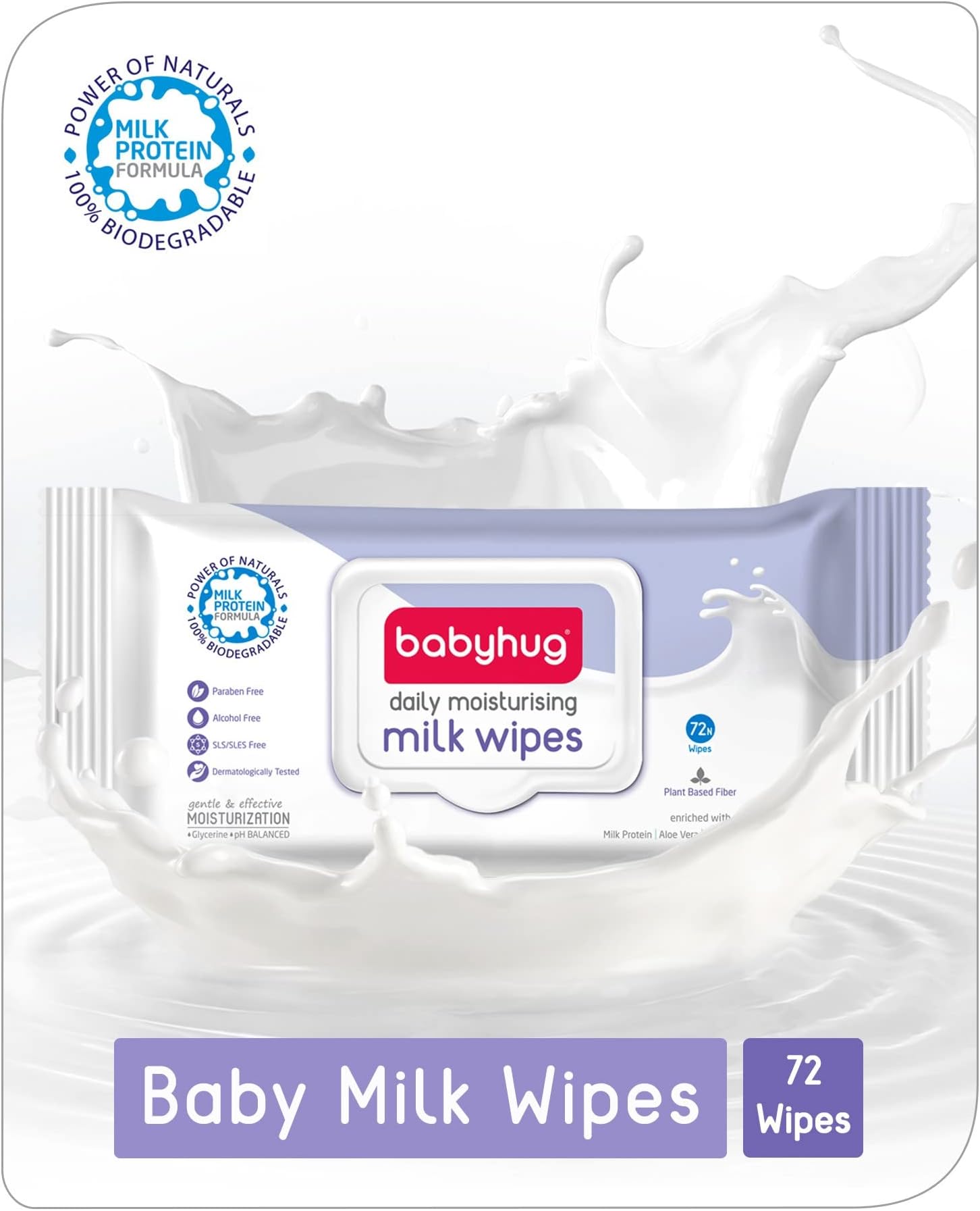 Daily Moisturising Baby Milk Wipes-72 Wipes (Pack Of 2)