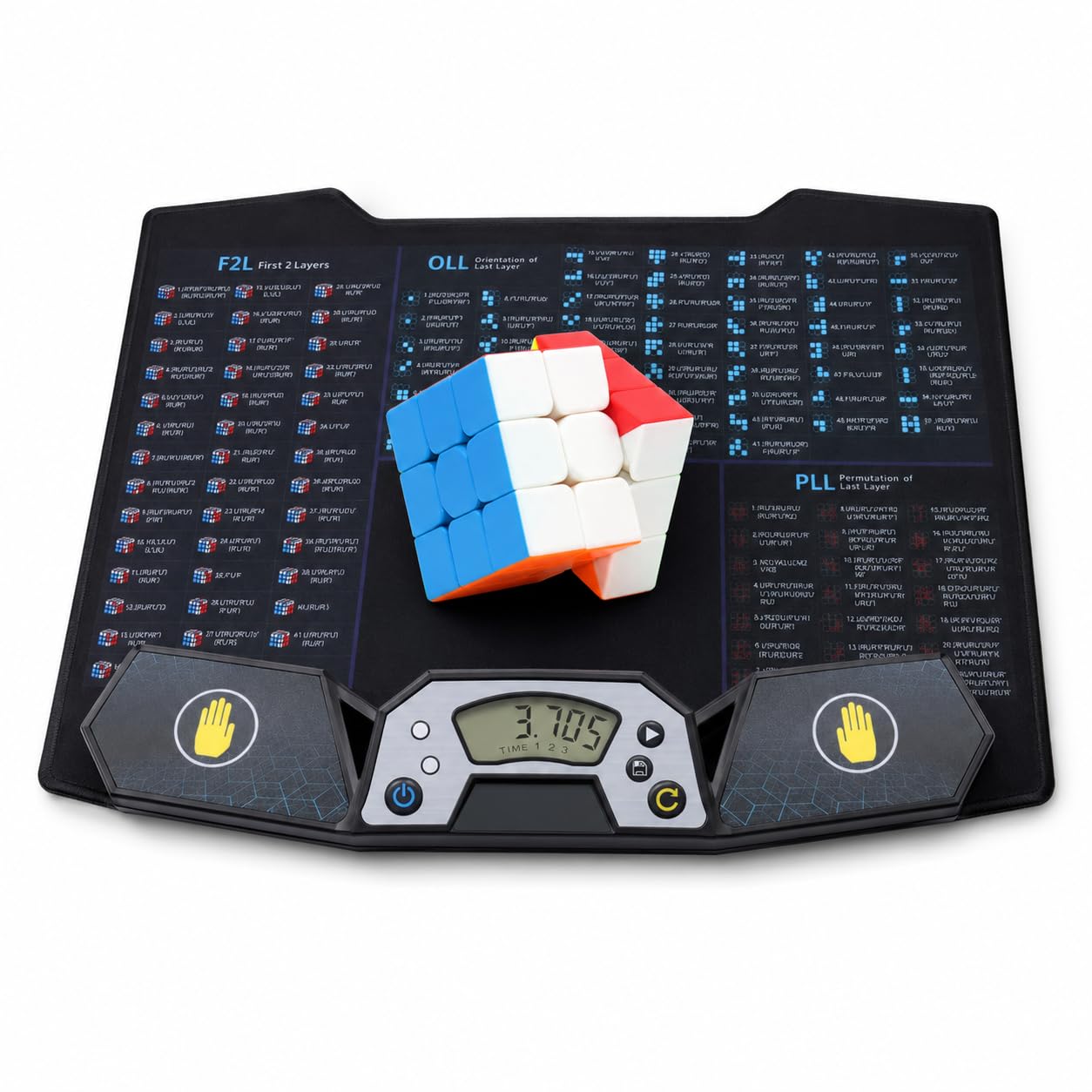 Speed Cube Timer Set with Rubix Cube Timer Pad, Non-Slip Mat and 3x3 Magnetic Speed Cube, Touch Control Speedcubing Practice Kit for Kids Teens Beginners