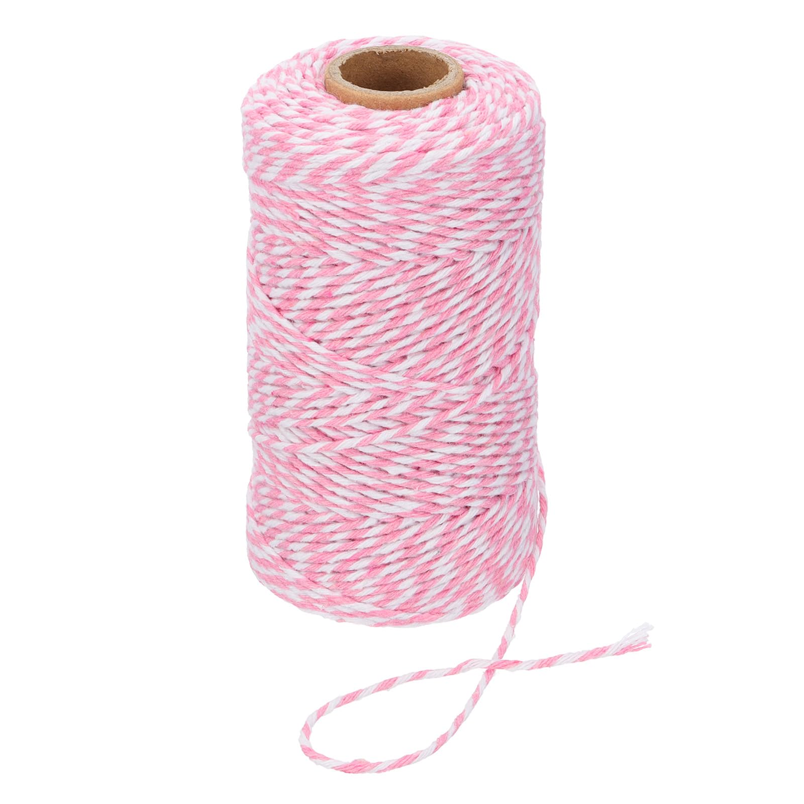 PATIKIL 100m Butcher String Twine, 2mm Cotton Bakers Decorative Twine String Rope Cord for Gift Wrapping Arts Crafts Party Kitchen Gardening, Pink White