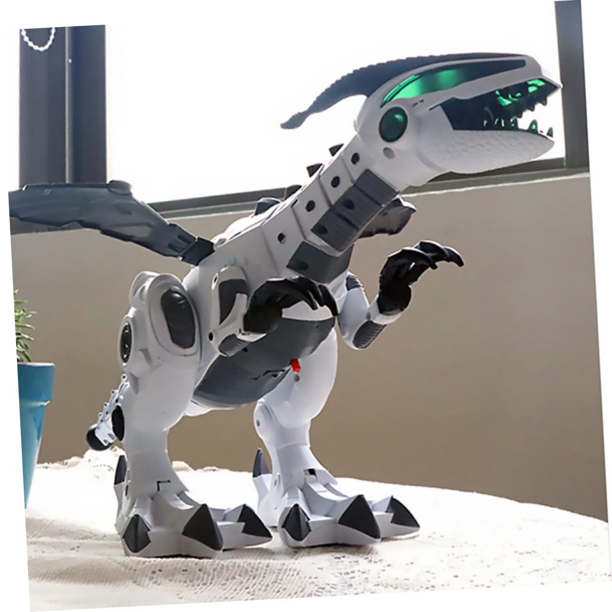 TOYANDONA Dinosauro Elettrico Telecomandato Nebulizzazione e Animazione per Scrivania Decorativo Creativo per Ragazzi e Ragazze da Collezione in Camera o Ufficio