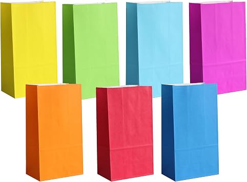 KEYYOOMY Mini Colored Paper Bags Colored Goodie Bags Small Rainbow Party Favor Bag Paper Lunch Bag 80 CT, 3.5 X 2.4 X 7.1 In