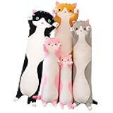 Long Cat Plush Pillow Soft Cat Hugging Pillow Stuffed Animal Pillow Cute Kitty Sleeping Throw Pillow Gift for Kids (90cm/35.43inch,Gray