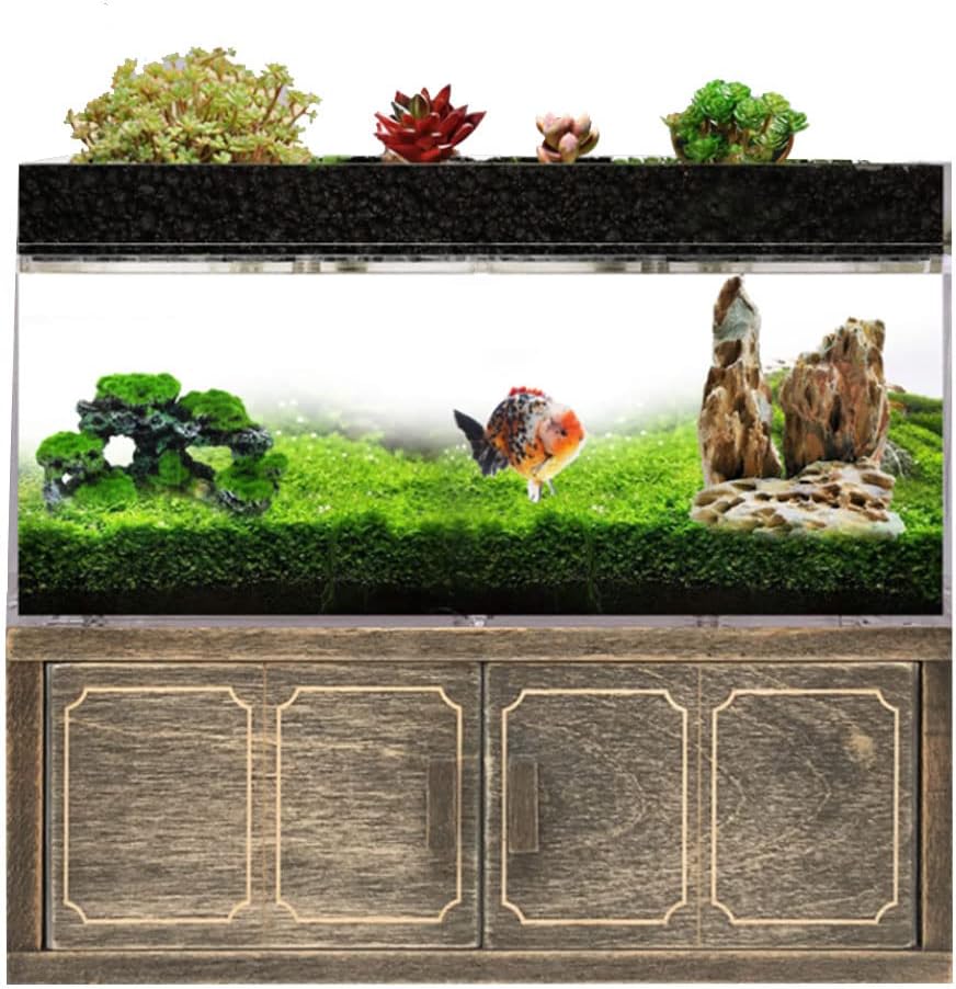 Betta Fish Tank Aquarium Kit Acrylic Material Separate Filter Box Mini Desktop Small Fish Tank with Water Pump Self Filtering Circulation Ecosystem,for Betta Fish and Guppies (Retro)