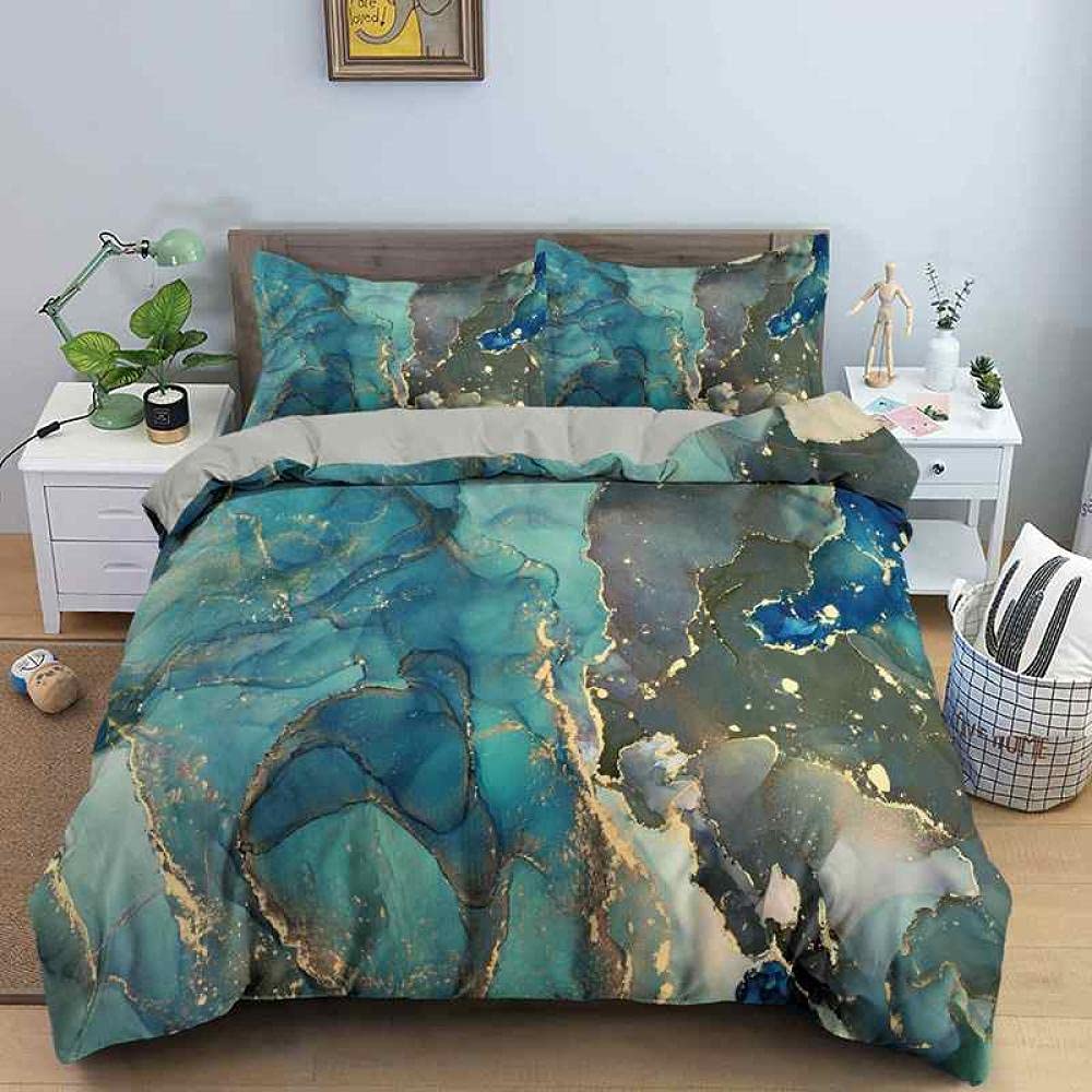 QWFDAQbedding seKing：95 inch x 86.7 inch duvet cover sets, Blue gray abstract sea Duvet Cover Set Double, 3 Piece Print Bedding Set Print Duvet Set.1 Quilt Cover with 2 Pillowcases