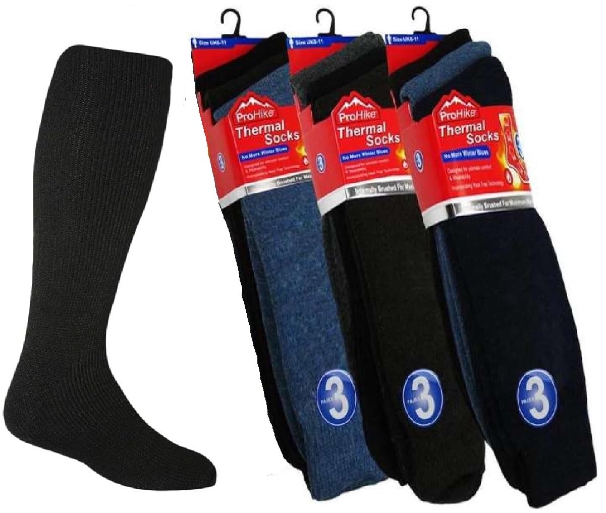 Onlybee Men's 3 Pair Dark Mix 3 Pairs Of Long Thermal Socks (Uk, Numeric, 6, 11, Regular, Regular, )