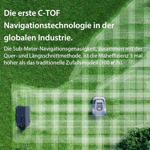 Vozascly Mähroboter Rasenmäher Roboter Akku-Rasenroboter, Kabelbruch Finden Automatisch bis 800 m² Rasenfläche Automatisch Aufladefunktion, mit APP – Bild 3