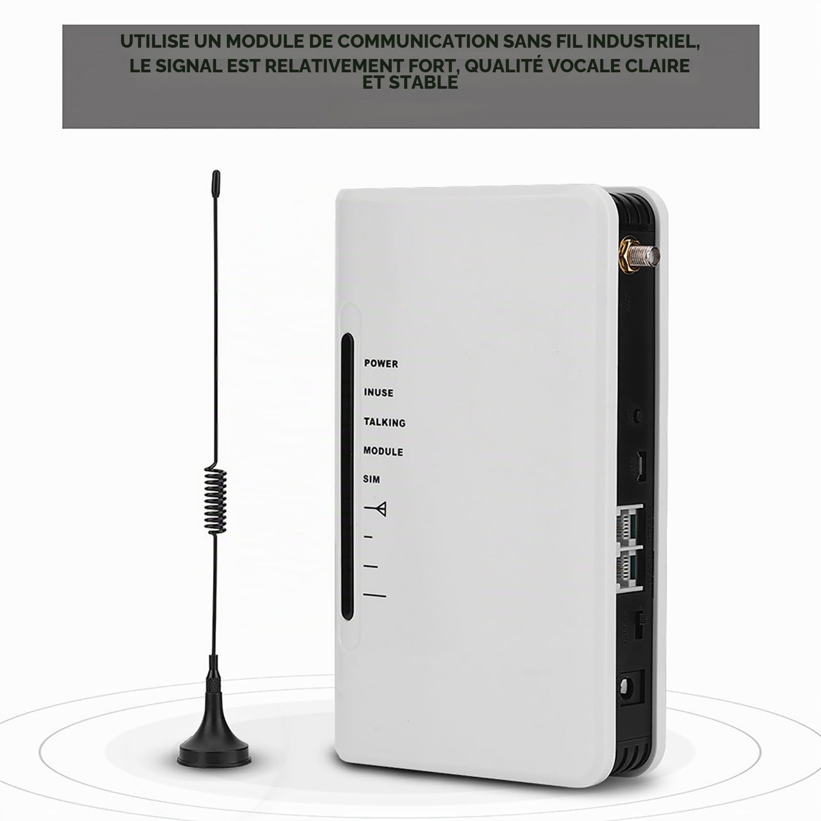 GSM passerelle analogique, terminal sans fil, module GSM Quadband 850/900/1800/1900 MHz, support de réception de téléphone fixe, réveil, boîte d'enregistrement (prise UE)