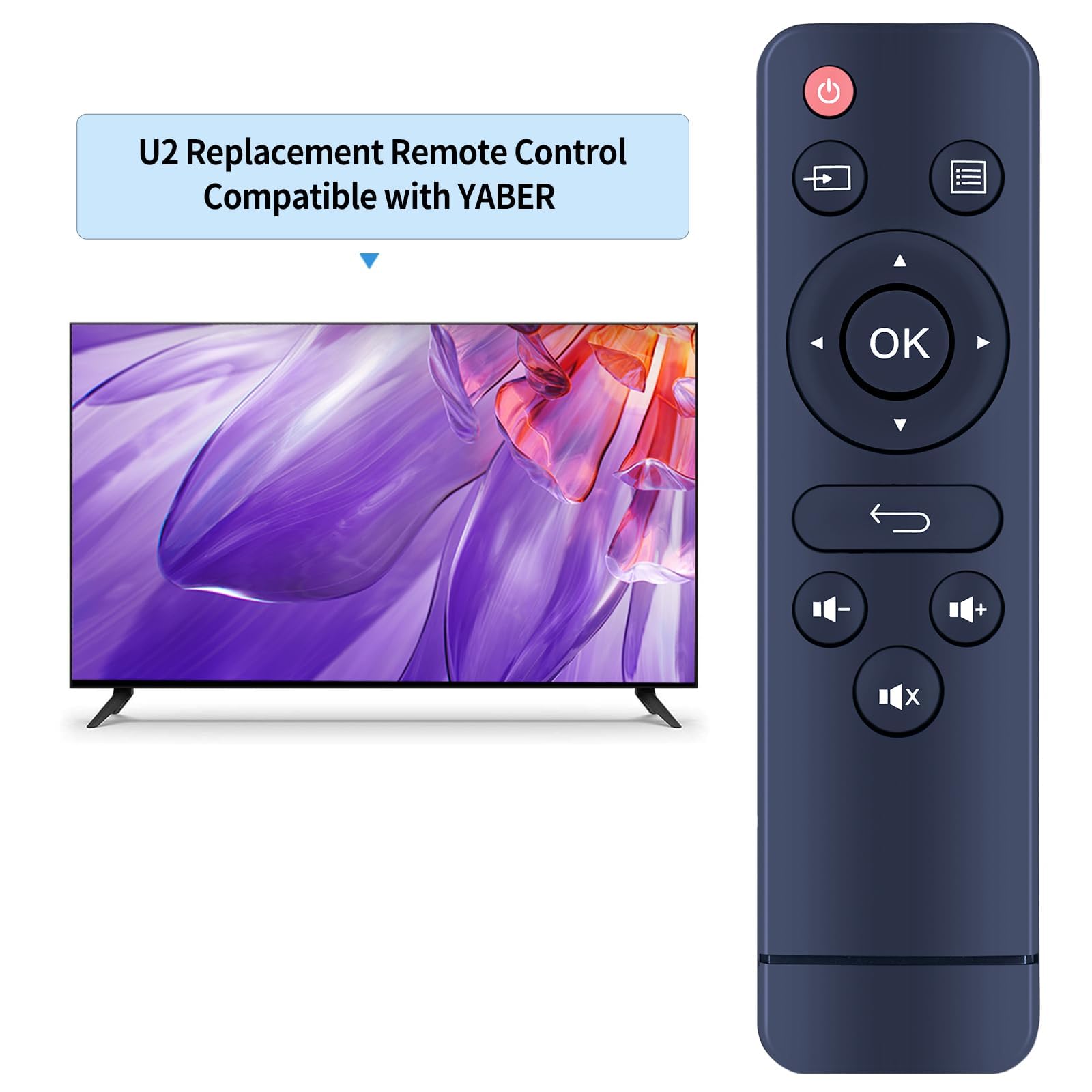 Nuevo Control Remoto de reemplazo Compatible con YABER V2 U2 1080P Full HD Mini Beamer/CiBest/XuanPad HOMPOW T20 T25 Proyector portátil/CLOKOWE 2024 Proyector portátil Mejorado
