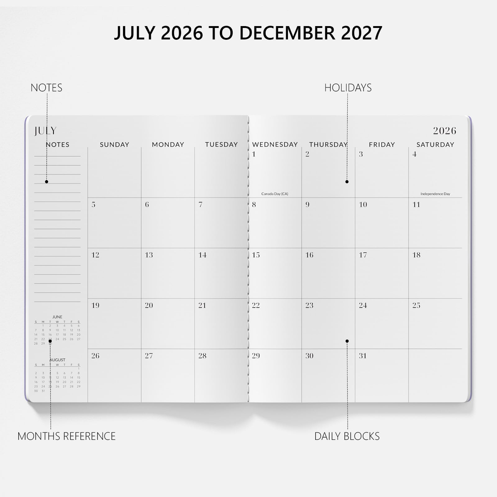 Jotsome - Agenda mensile 2026-2027, 18 mesi, da gennaio 2026 a giugno 2027, 21,6 x 27,9 cm, rilegatura da cucito, copertina morbida, planner personale giornaliero mensile per piano scolastico, studio