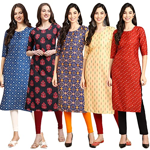Image of Pinkmint Women's Crepe Digital Print Straight Kurta (D-353-345-369-360-370)