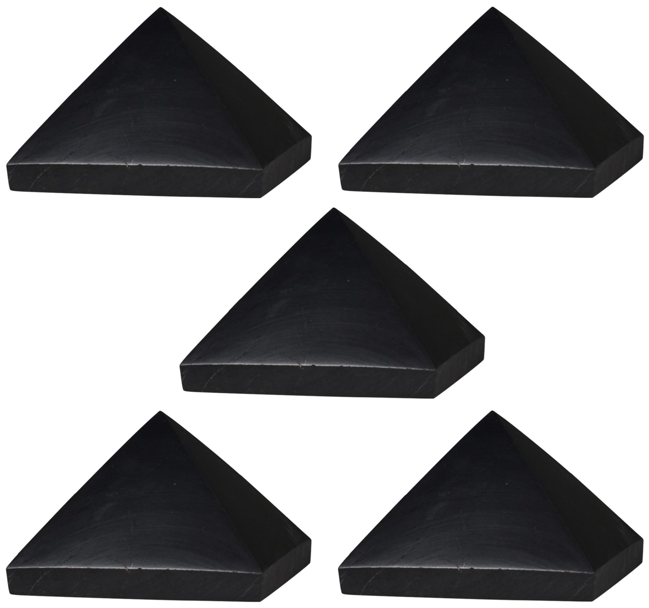 Shungite World 5 pcs Authentic Shungite Pyramid Polished 30 mm / 1.18" Chakra Energy Natural Healing Crystal Real Black Pyramid Home Office Protection